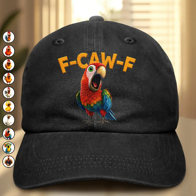 Funny Chicken F-Caw-F - Personalized Vintage Washed Denim Cap