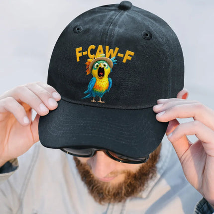 Funny Chicken F-Caw-F - Personalized Vintage Washed Denim Cap