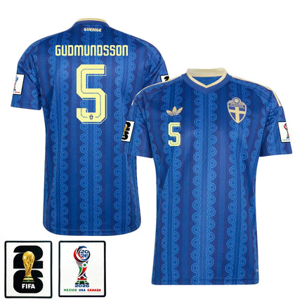 Gabriel Gudmundsson Sweden National Team 2026 x World Cup Patch Away Jersey – Blue
