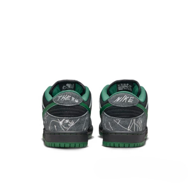 Men's Nike x There Skateboard SB Dunk Low Pro Anthracite Gorge Green Shoes