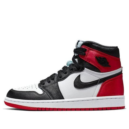 Men's Nike Air Jordan 1 High Satin Black Toe Shoes