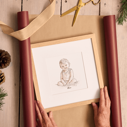 Baby's Christmas Watercolour Illustration - Custom Portrait Art