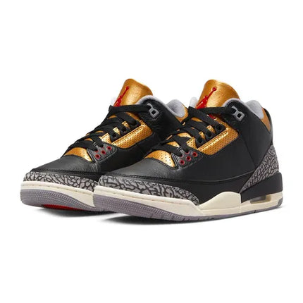 Men's Nike Air Jordan 3 Black Gold Shoes