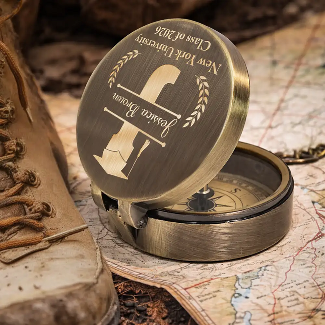 Go Confidently In The Direction Of Your Dreams - Personalized Engraved Brass Compass