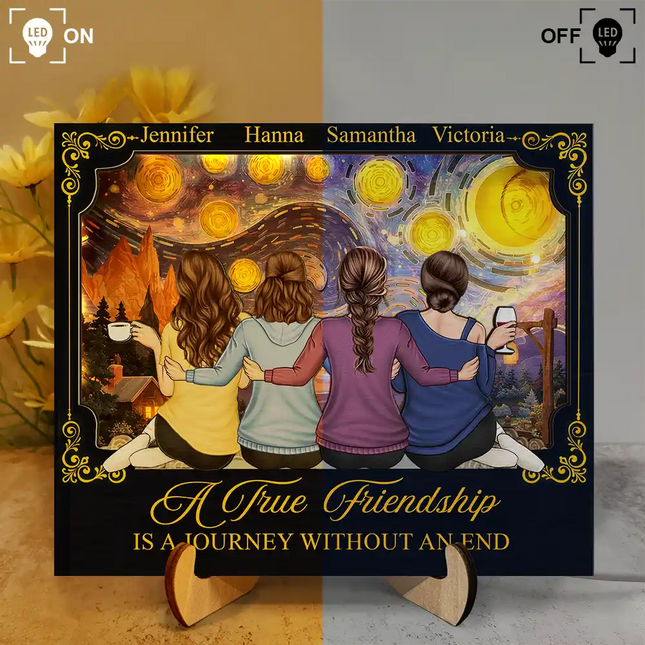 Good Friends Are Like Stars - Personalized LED Light Wooden Plaque