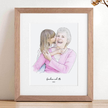 Grandma and Me Illustration - Custom Portrait Art