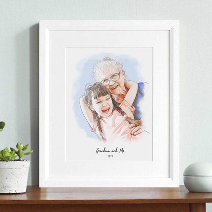 Grandma and Me Illustration - Custom Portrait Art