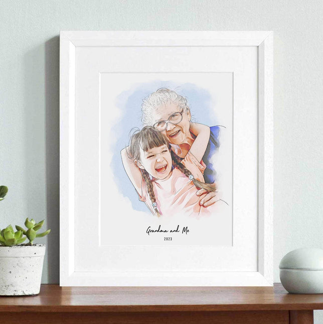 Grandma and Me Illustration - Custom Portrait Art