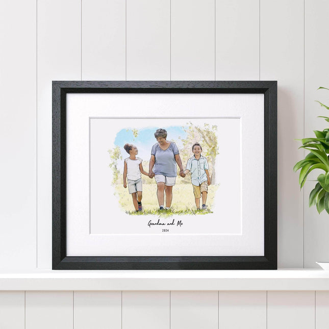 Grandma and Me Illustration - Custom Portrait Art