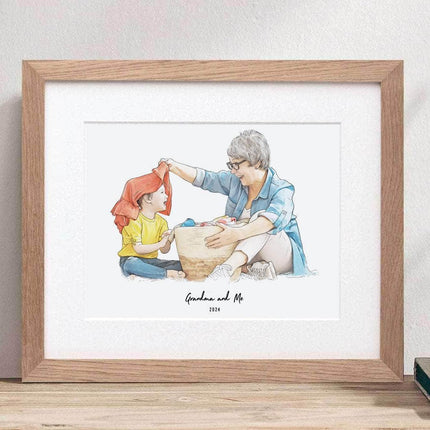 Grandma and Me Illustration - Custom Portrait Art
