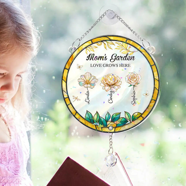 Grandma's Garden - Personalized Rainbow Suncatcher With Crystal Ball Prism