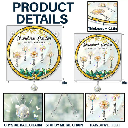 Grandma's Garden - Personalized Rainbow Suncatcher With Crystal Ball Prism
