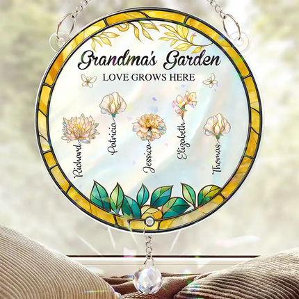 Grandma's Garden - Personalized Rainbow Suncatcher With Crystal Ball Prism