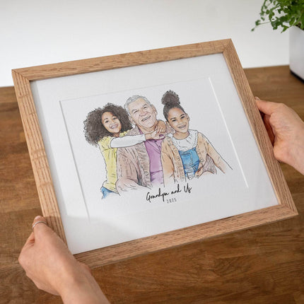 Grandad and Me Illustration - Custom Portrait Art