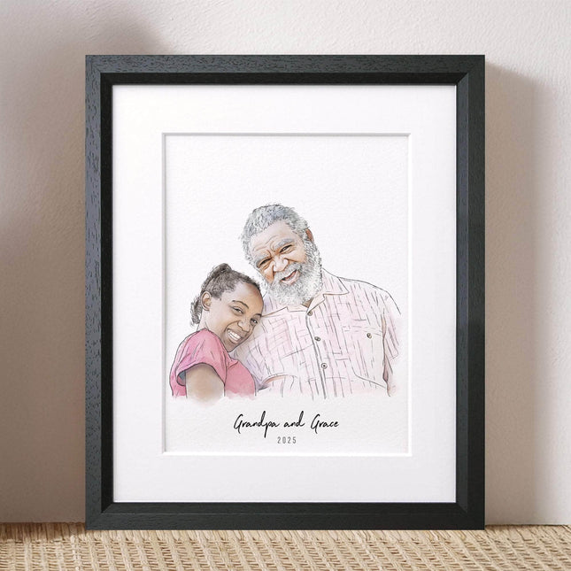 Grandad and Me Illustration - Custom Portrait Art