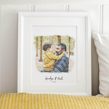 Grandad and Me Illustration - Custom Portrait Art
