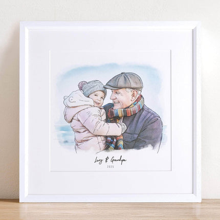 Grandad and Me Illustration - Custom Portrait Art
