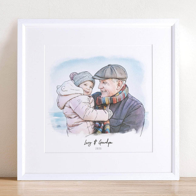 Grandad and Me Illustration - Custom Portrait Art