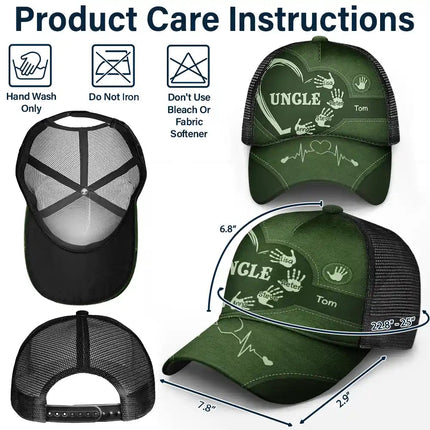 Grandpa Dad Grandma Mom Kids Handprints - Personalized Mesh-back Casual Cap