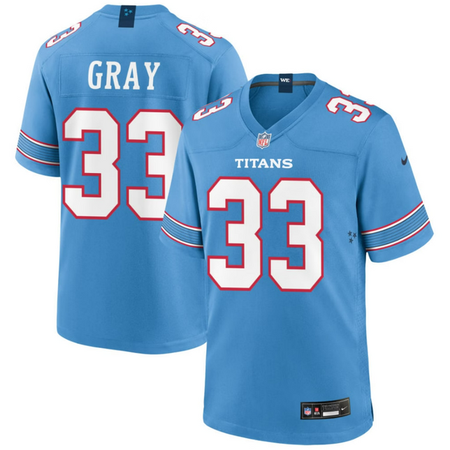 Cedric Gray Tennessee Titans 2026 Game Jersey - Light Blue