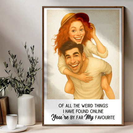 Custom Photo Caricature Funny Couple Family I'm Yours No Returns - Personalized Poster
