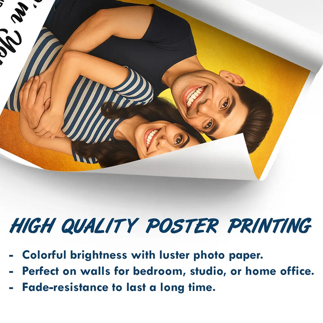 Custom Photo Caricature Funny Couple Family I'm Yours No Returns - Personalized Poster