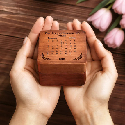Custom Photo Calendar The Day You Became My Mommy Daddy - Personalized Wooden Accordion Photo Box