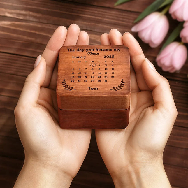 Custom Photo Calendar The Day You Became My Mommy Daddy - Personalized Wooden Accordion Photo Box