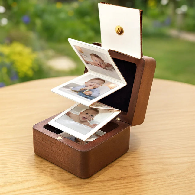 Custom Photo Calendar The Day You Became My Mommy Daddy - Personalized Wooden Accordion Photo Box