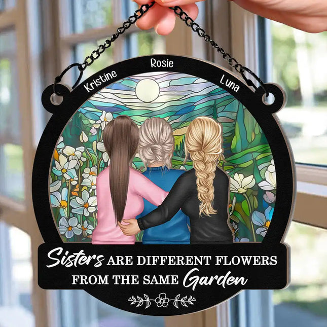 Sisters From The Same Garden - Personalized Window Hanging Suncatcher Ornament