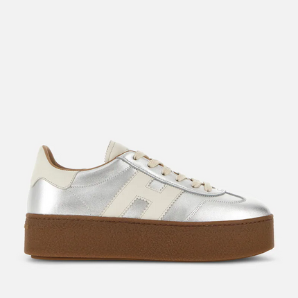 Men's Hogan Cool Suede Platform Silver Sneakers
