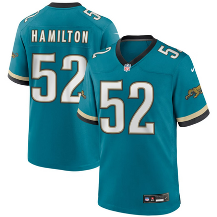 Davon Hamilton Jacksonville Jaguars 2026 Throwback Game Jersey - Teal Prowler