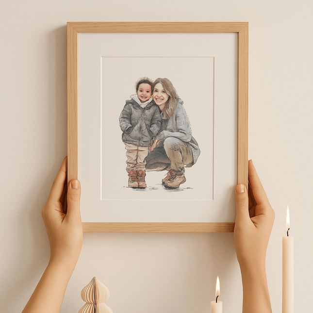 Mummy and Me Illustration - Custom Portrait Art