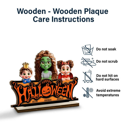 Happy Halloween Family Costume - Personalized Custom Shaped 2-Layered Wooden Plaque