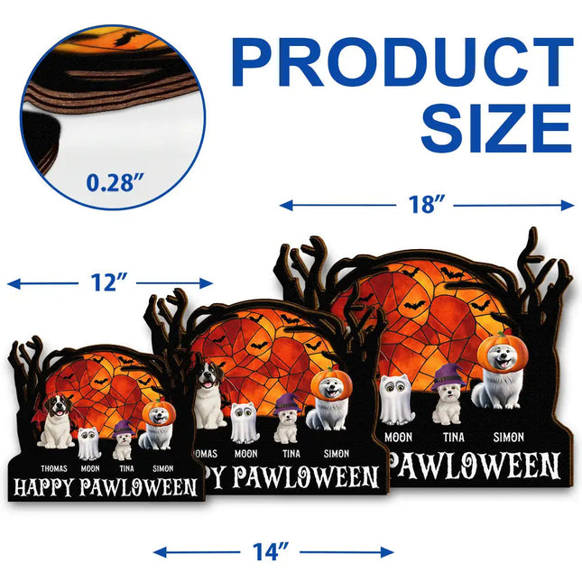 Happy Meowloween Halloween Pets - Personalized Custom Shaped Wood Sign
