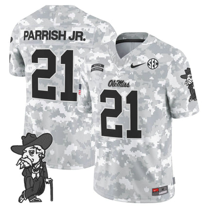 Henry Parrish Jr. Ole Miss Rebels 2026 Salute to Service Vapor Limited Custom Jersey - Arctic Camo