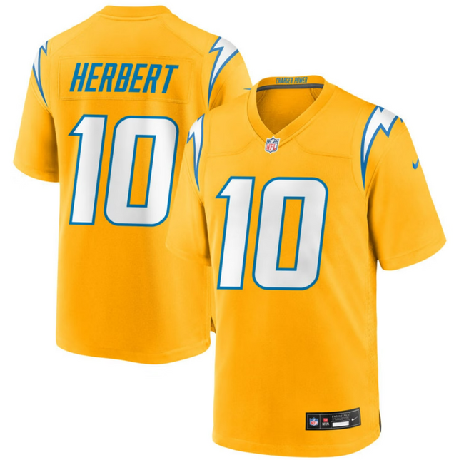 Justin Herbert Los Angeles Chargers 2026 Alternate Charger Power Game Jersey - Gold