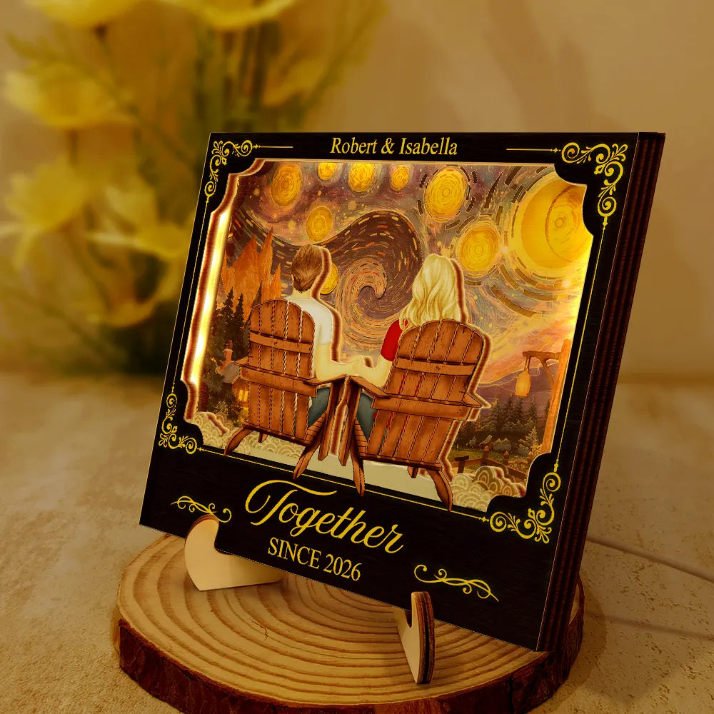 Holding Hands Couple My Favorite Place Is Next To You - Personalized LED Light Wooden Plaque