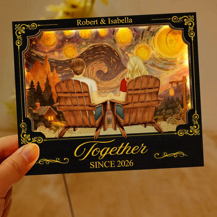 Holding Hands Couple My Favorite Place Is Next To You - Personalized LED Light Wooden Plaque