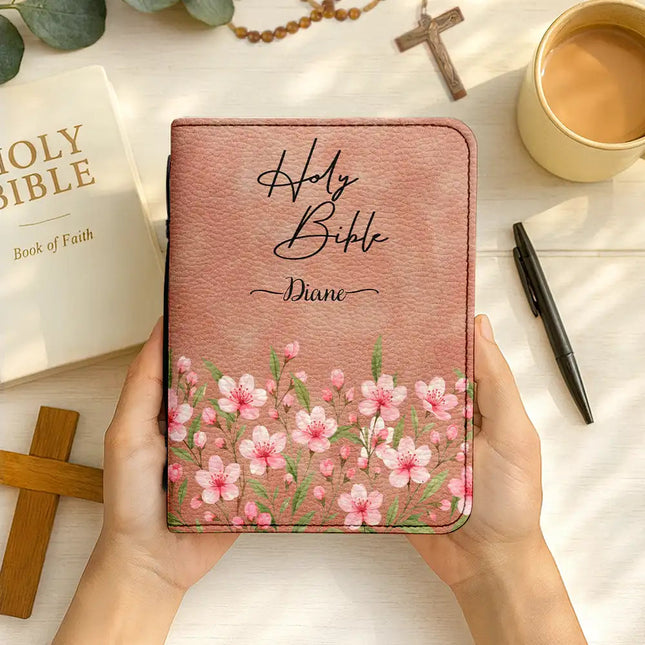 Holy Bible With Birth Month Flower Garden - Personalized Bible Cover