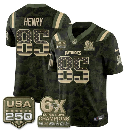 Hunter Henry New England Patriots 2026 Salute to Service Edition Vapor Jersey - Camo Flag