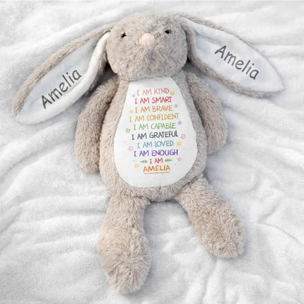 I Am Kind I Am Smart Rabbit With Name - Personalized Soft Toy Bunny