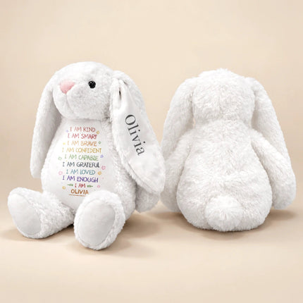 I Am Kind I Am Smart Rabbit With Name - Personalized Soft Toy Bunny