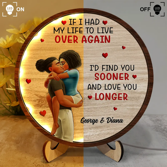 I Met You Liked You Love You Forever - Personalized LED Light Wooden Plaque