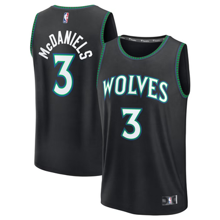 Jaden McDaniels Minnesota Timberwolves 2026 Fast Break  Statement Edition Jersey - Black