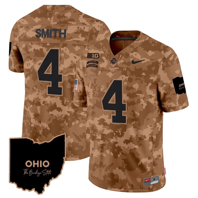 Jeremiah Smith Ohio State Buckeyes 2026 Salute to Service Vapor Limited Jersey – Brown Camo