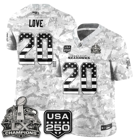 Julian Love Seattle Seahawks 2026 Salute to Service Edition Vapor Jersey - Arctic Camo