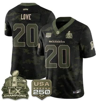 Julian Love Seattle Seahawks 2026 Salute to Service Edition Vapor Jersey - Camo
