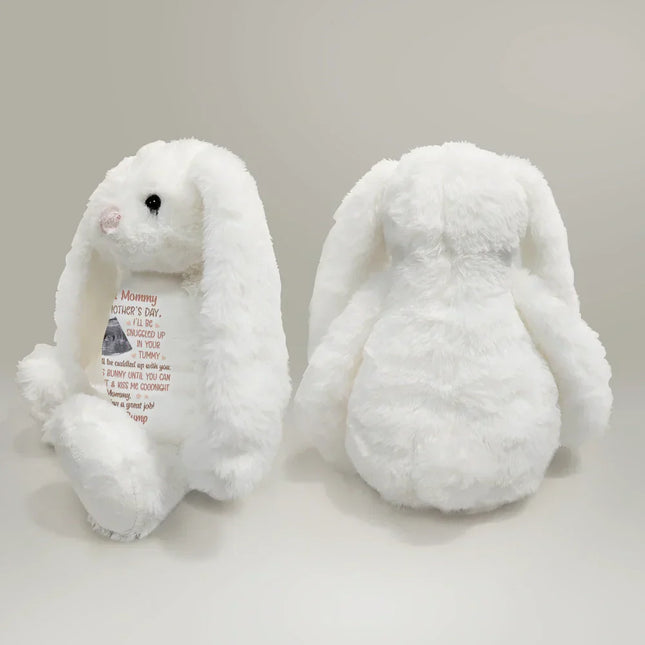 Custom Photo This Mother's Day I'll Be Snuggled Up In Your Tummy - Personalized Soft Toy Bunny