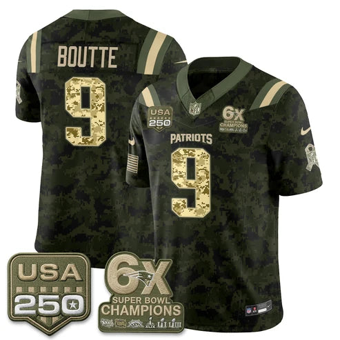 Kayshon Boutte New England Patriots 2026 Salute to Service Edition Vapor Jersey - Camo